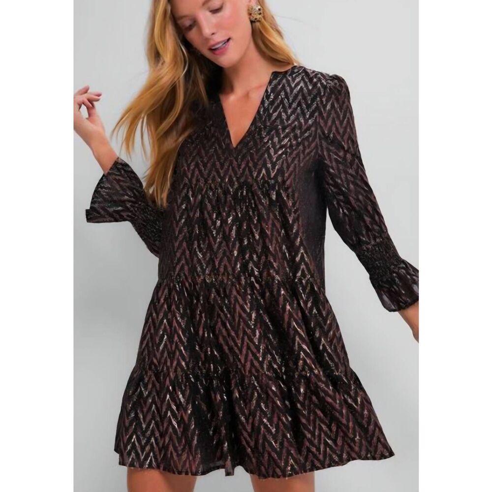 Tuckernuck Black and Metallic Chevron Mini Dress